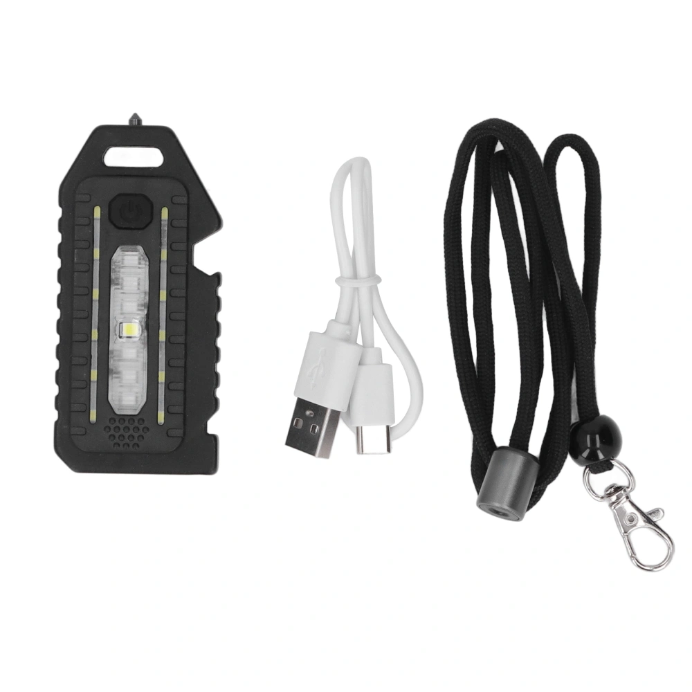 Portable Flashlight LED Multiple Lighting Modes Keychain Light Type C Interface Multi Function Whistle Emergency Light