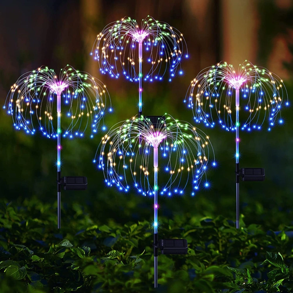 4Pcs Solar Garden Lights DIY Solar Firework Lights IP65 Waterproof LED String Light for Outdoor Garden Patio Yard Pathway Party Decor