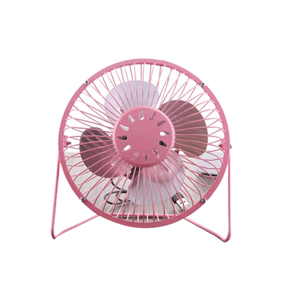 4 Inch Mini Desktop Fan USB Charging Metal Personal Small Air Circulator Cooling Fan Pink