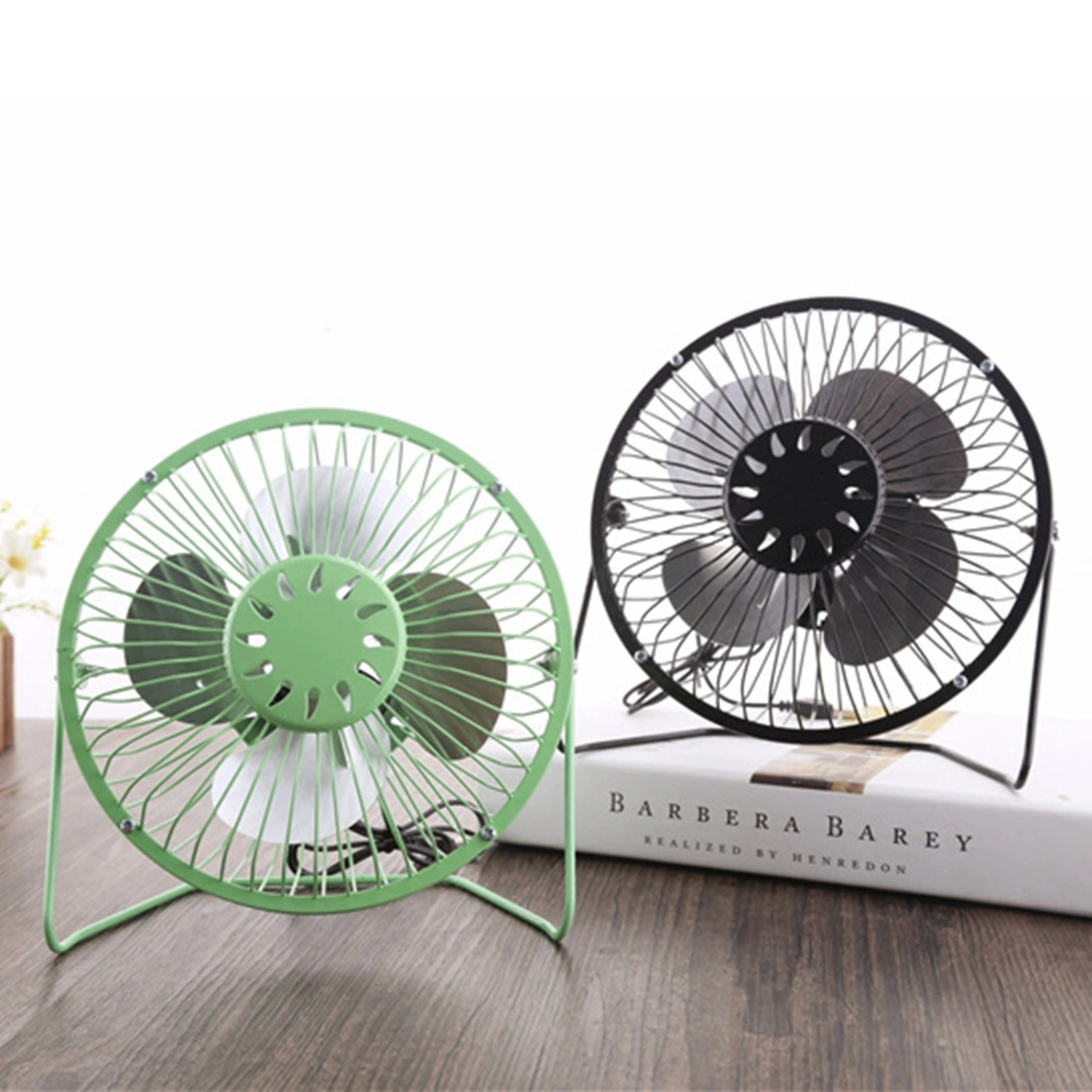 4 Inch Mini Desktop Fan USB Charging Metal Personal Small Air Circulator Cooling Fan Black