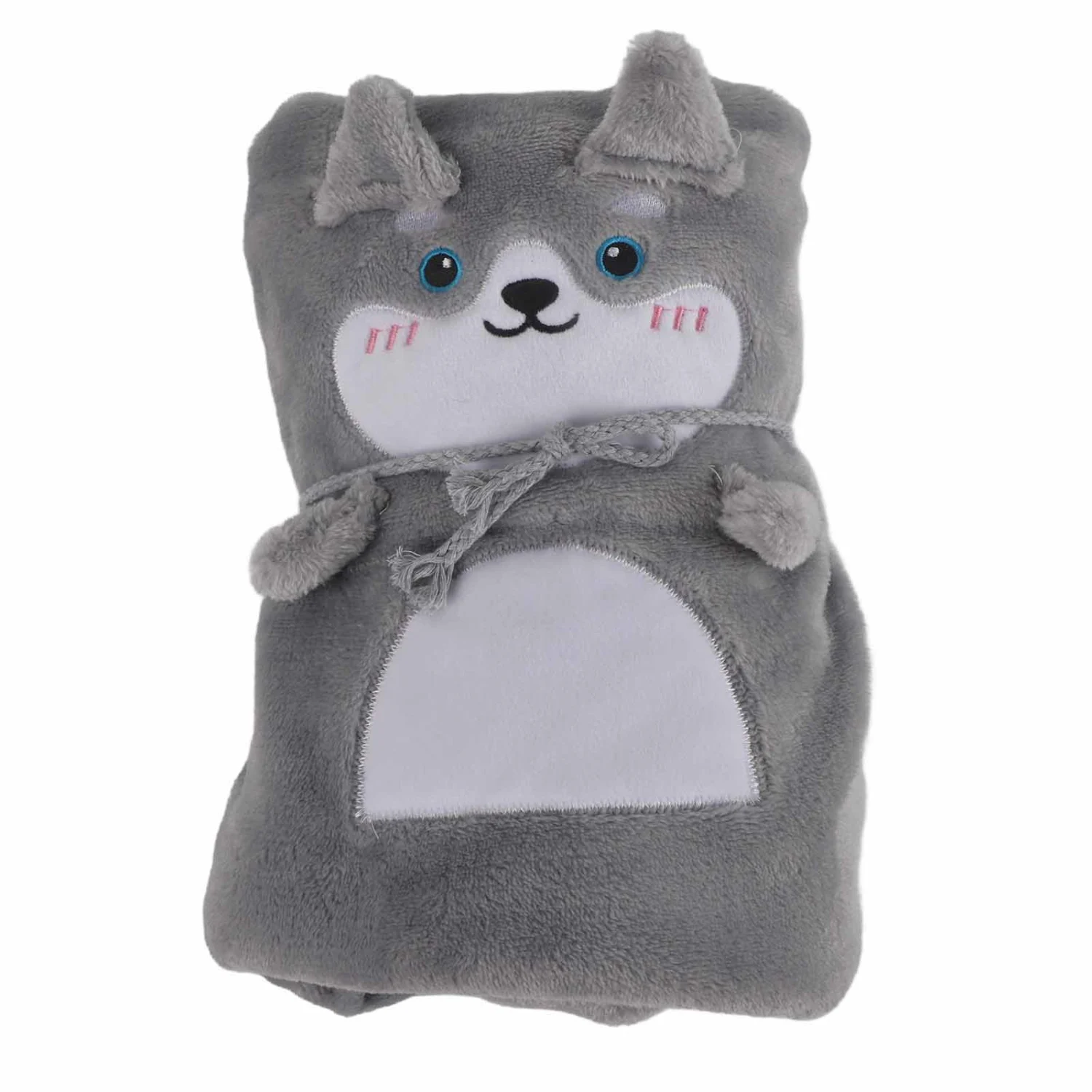 Flannel Blanket Cute Animal Shape Soft Skin Friendly Portable Nap Blanket for Sofa Bed Office Dormitory Husky 80x100cm / 31.5x39.4in