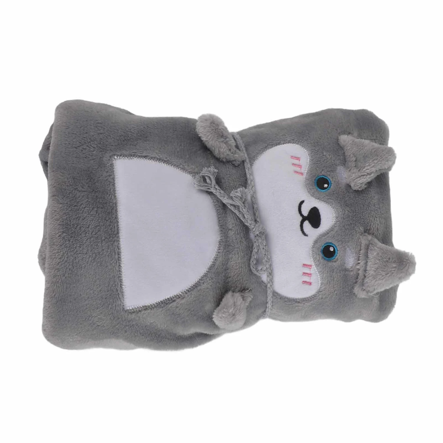 Flannel Blanket Cute Animal Shape Soft Skin Friendly Portable Nap Blanket for Sofa Bed Office Dormitory Husky 80x100cm / 31.5x39.4in