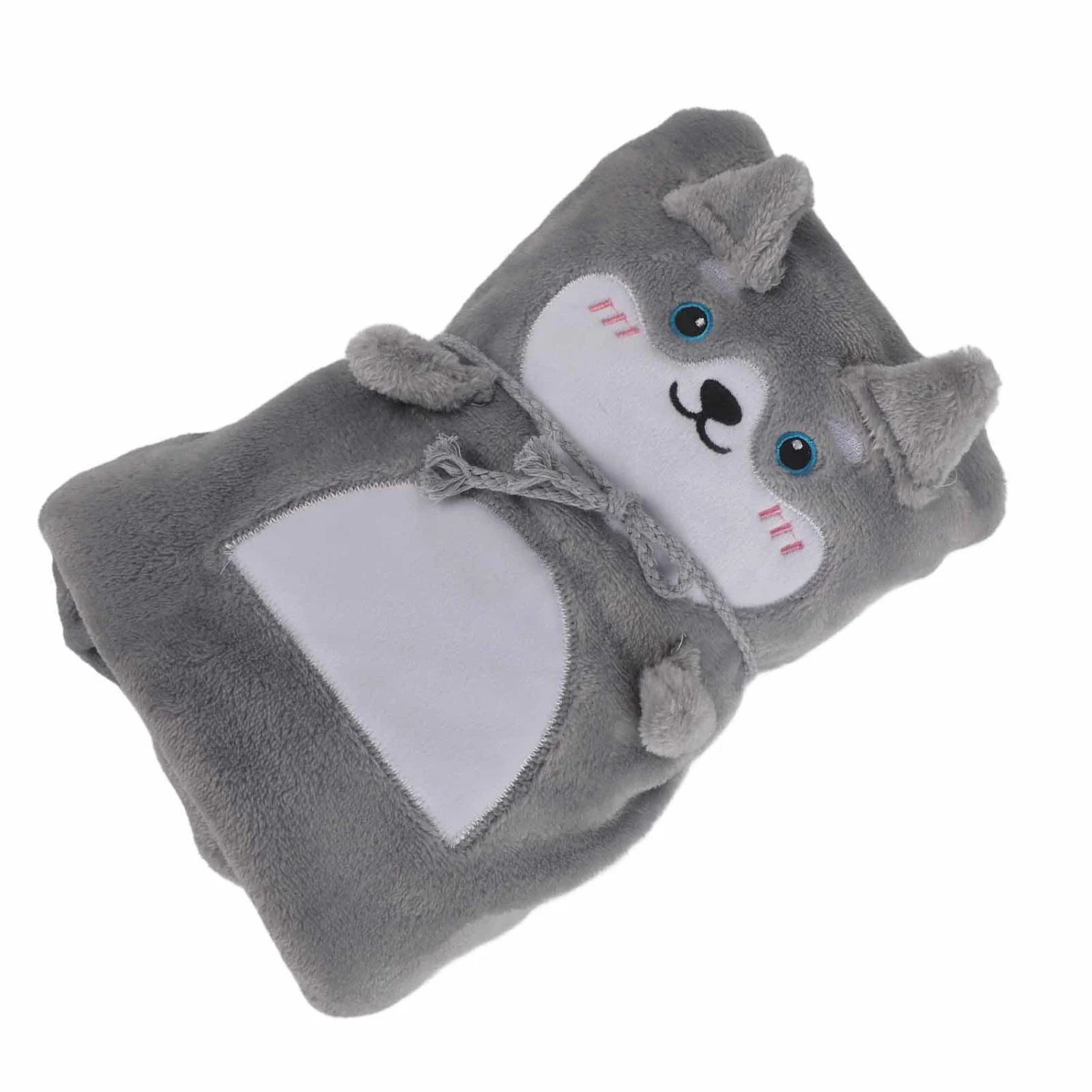 Flannel Blanket Cute Animal Shape Soft Skin Friendly Portable Nap Blanket for Sofa Bed Office Dormitory Husky 80x100cm / 31.5x39.4in