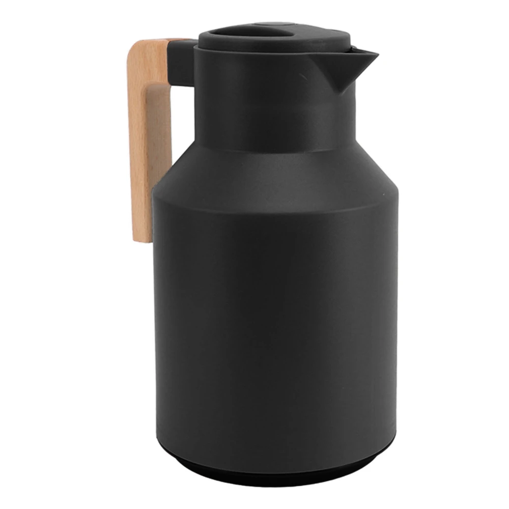 Coffee Carafe 1000ml Wooden Handle Double Wall Vacuum Heat Retention Thermal Coffee Carafe for Tea Juices Coffee Black