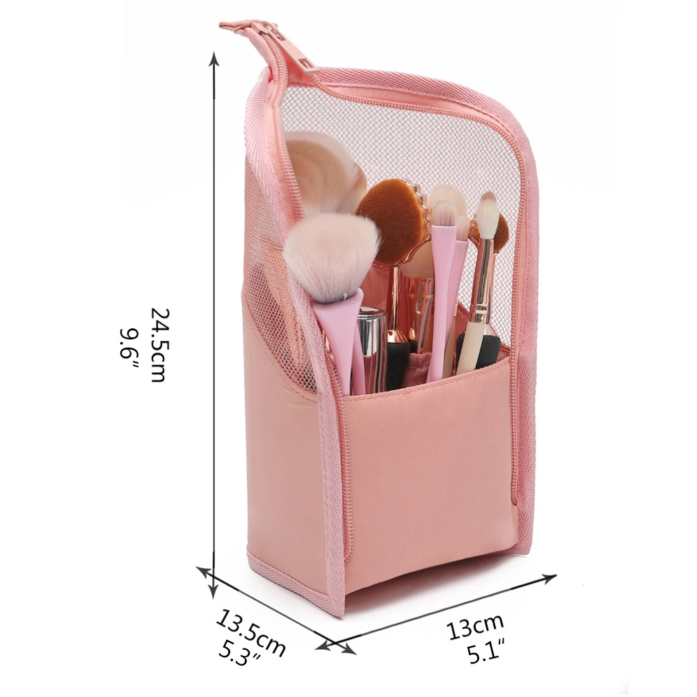 Makeup Brush Bag Waterproof Makeup Brush Organiser Bag Travel Makeup Brush Holder Standing Zipper Cosmetic Brush Pouch