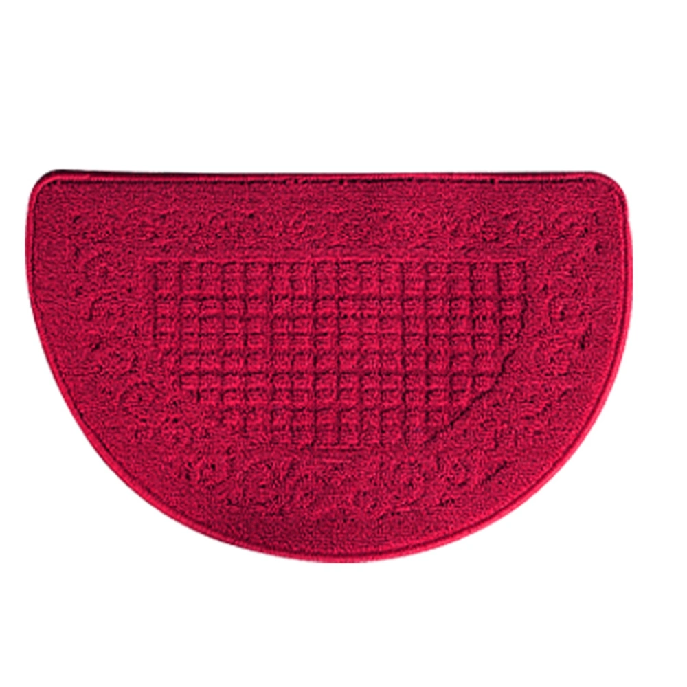 Half Circle Doormat Semicircle Floor Mat Dust Trap Polyester Fiber Strong Absorption Anti Slip for Outdoor Indoor Dark Red 48x78cm / 18.9x30.7in