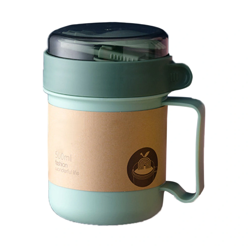 500ML Soup Cup Portable Steady Plastic Insulated Soup Containers with Lid and Spoon for Office School 500ML Green