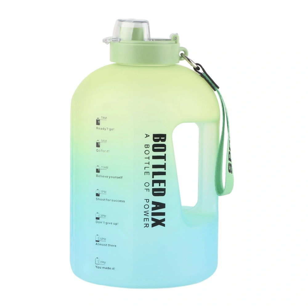 Gradient Water Bottle Plastic Portable Large Capacity Drinking Bottle for Outdoor Sports Gradient Green 2.2L