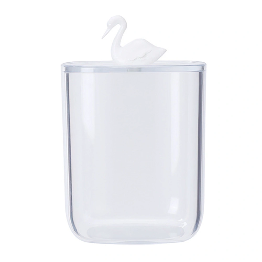 Bathroom Containers Multifunction Transparent Cotton Swabs Storage Canister with Lid for Home Swan