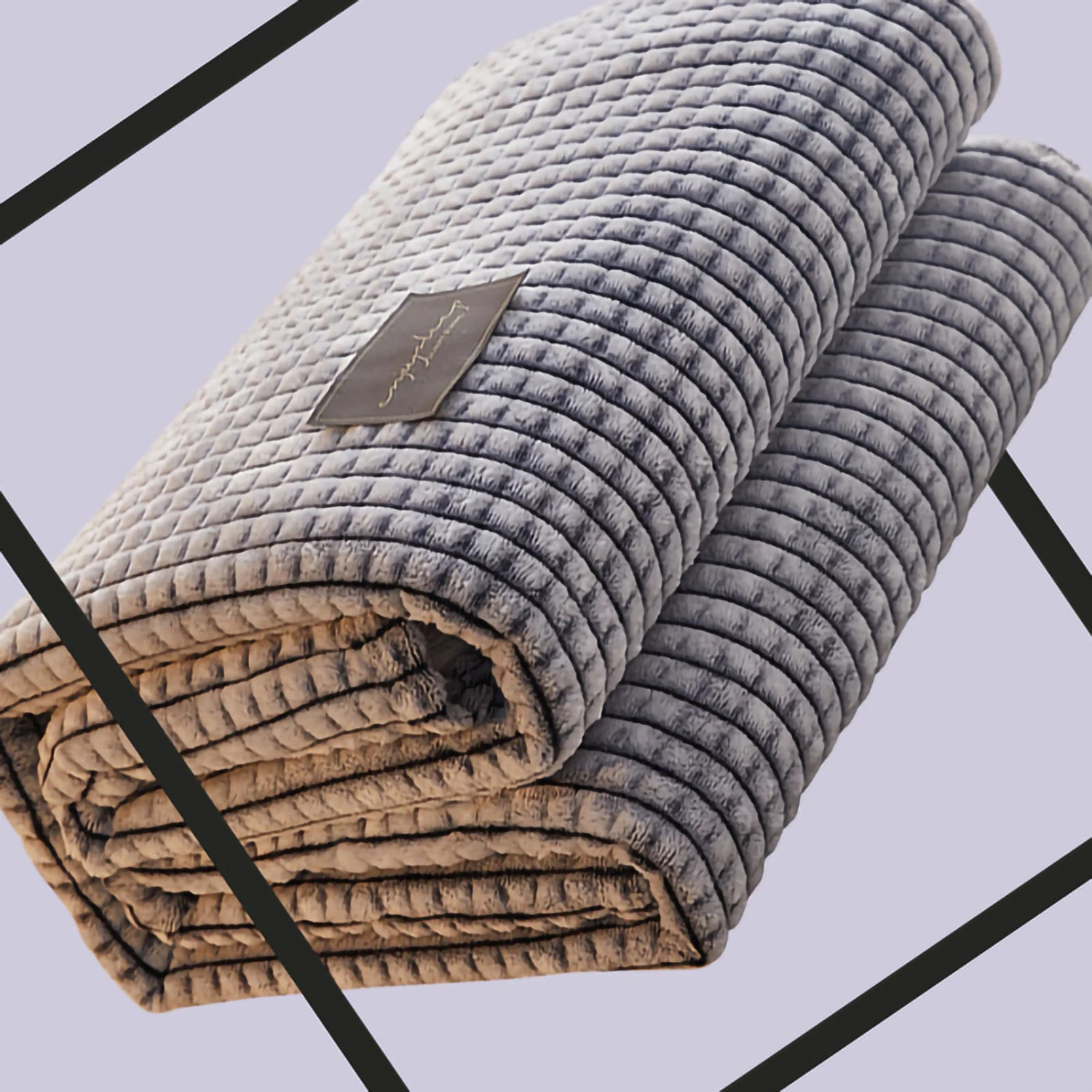 Air Conditioner Quilt Double Sided Soft Comfortable Cat Feeling Cut Flowers Portable Summer Cool Blanket for Office Sofa Grey 180x200cm/70.9x78.7in