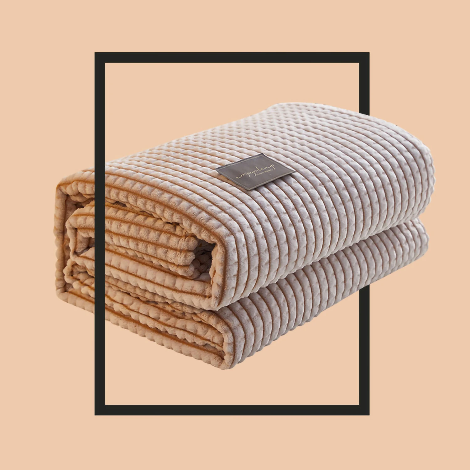Air Conditioner Quilt Double Sided Soft Comfortable Cat Feeling Cut Flowers Portable Summer Cool Blanket for Office Sofa Khaki 70x100cm/27.6x39.4in