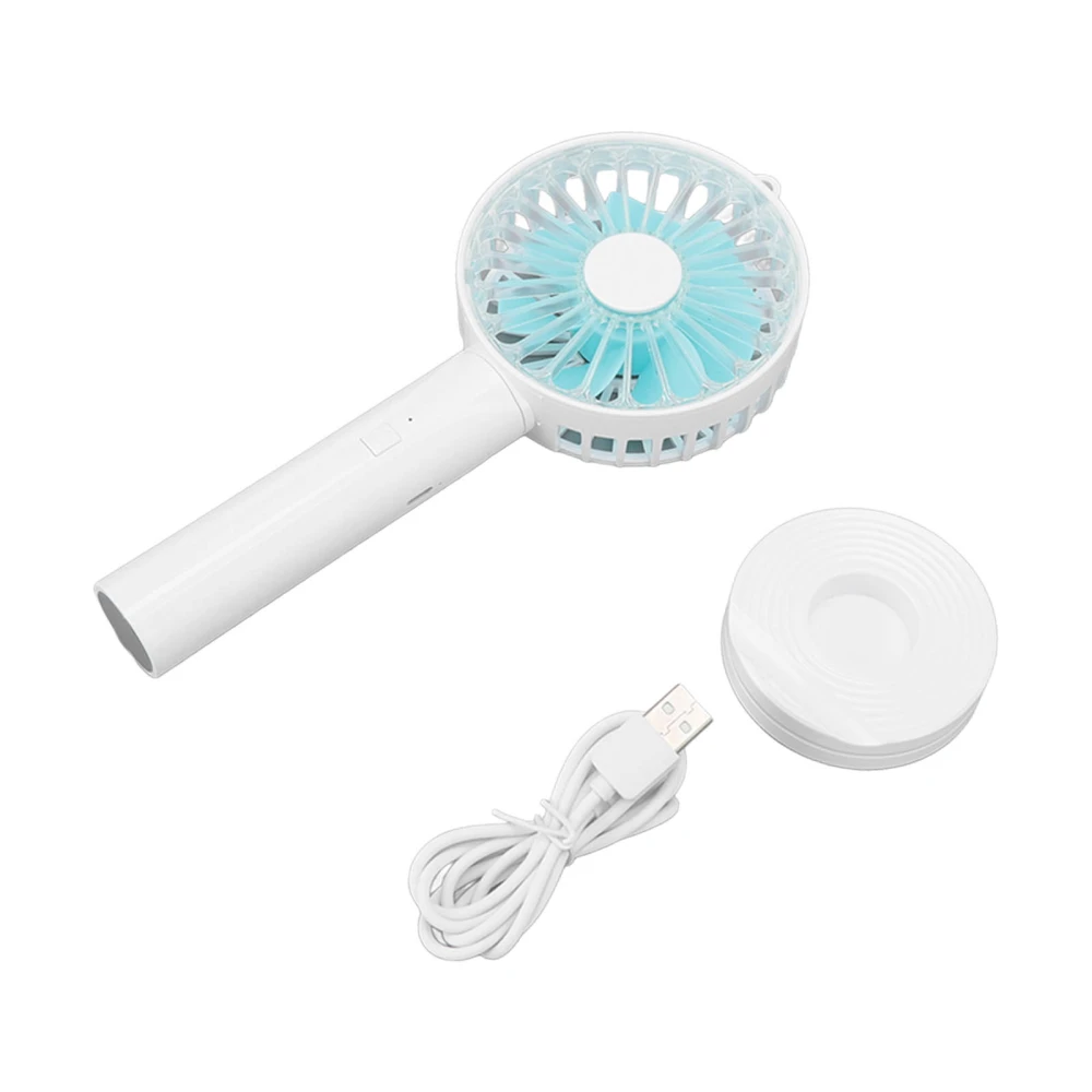 Handheld Fan USB Rechargeable Detachable Base Ergonomic Handle Portable 3 Speed Wind Small Fan for Indoor Outdoor White