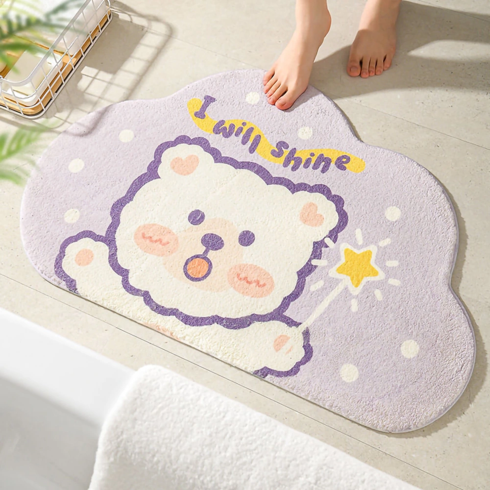 Cute Bathroom Mat Minimalist Water Absorption Skid Resistant Bath Quick Dry Floor Mat for Home Light Up Bear 40X60cm / 15.7x23.6in