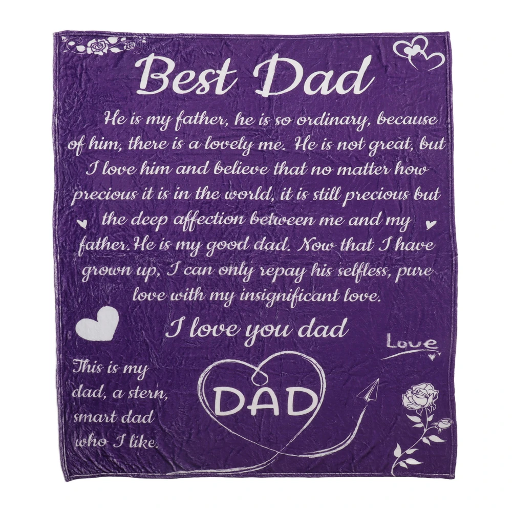 Flannel Blanket Alphabet Pattern Soft Comfortable Lightweight Portable Purple Personalized Dad Blanket for Father's Day 150x200cm