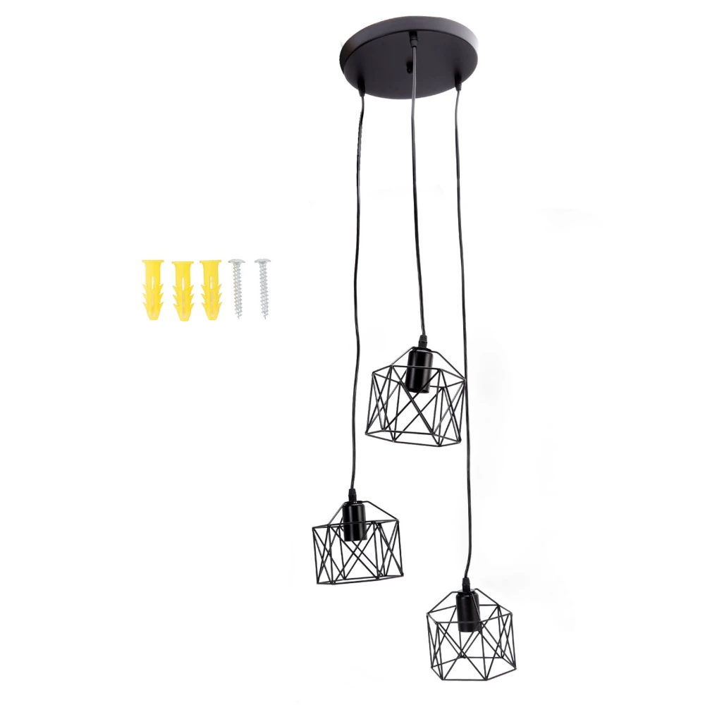 Antique Pendant Lampshade E27 3 Head Retro Unique Style Hanging Light Shade for Home Cafes 85‑240V