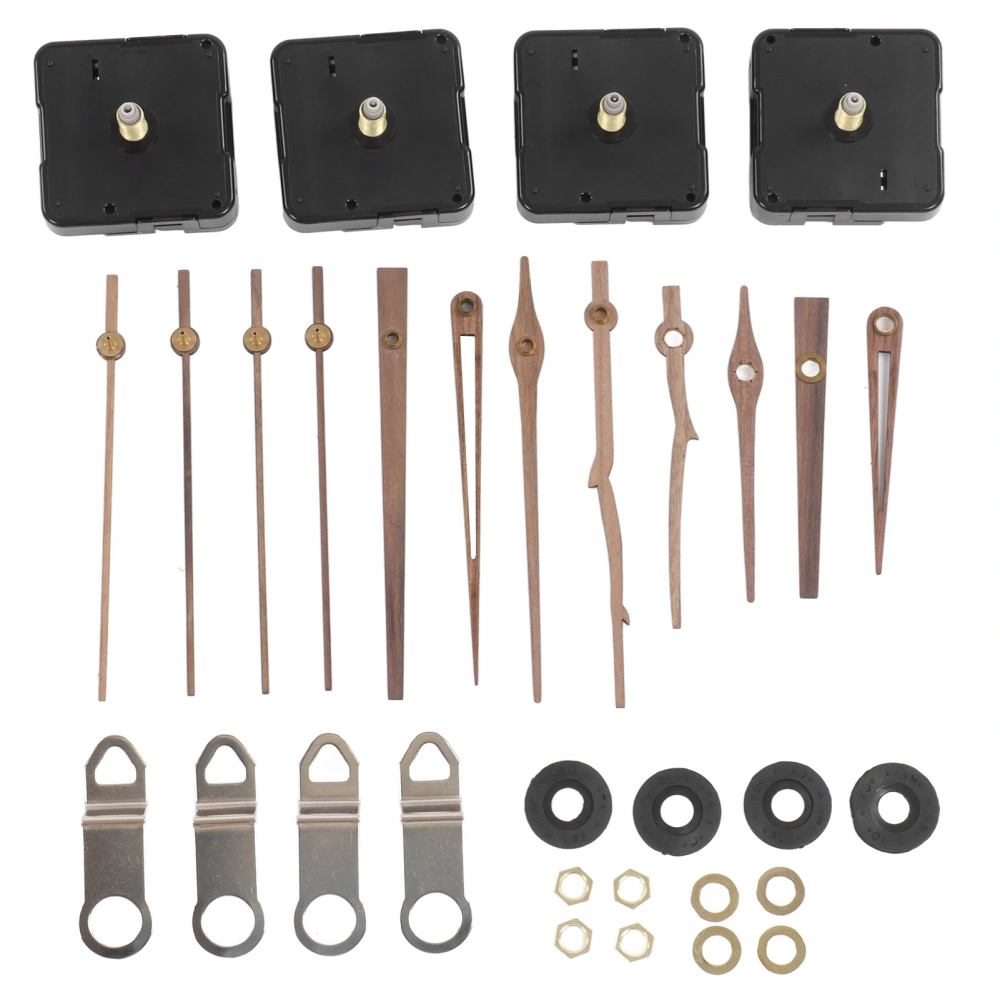 Clock Repairing Replacement Kit with Walnut Wood Hands and Quartz Movement Parts for Watch DIY