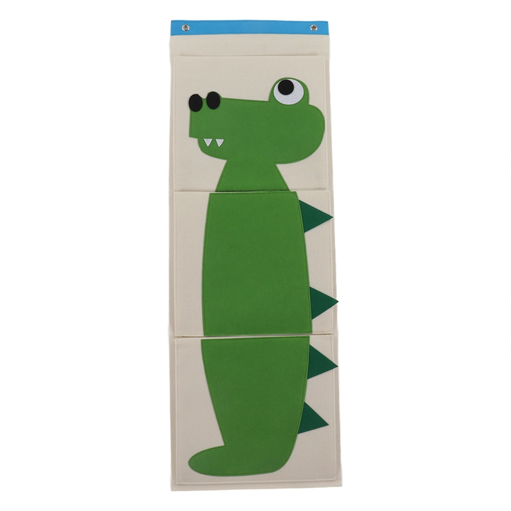 Wall Mounted Storage Bag 3 Layers Closet Crib Cartoon Felt Animal Type Over Door Hanging Storage Bag Crocodile 100.6x34.9cm