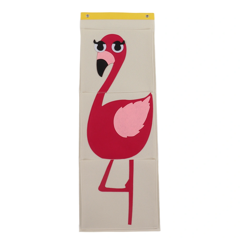 Wall Mounted Storage Bag 3 Layers Closet Crib Cartoon Felt Animal Type Over Door Hanging Storage Bag Bird 100.7x35cm