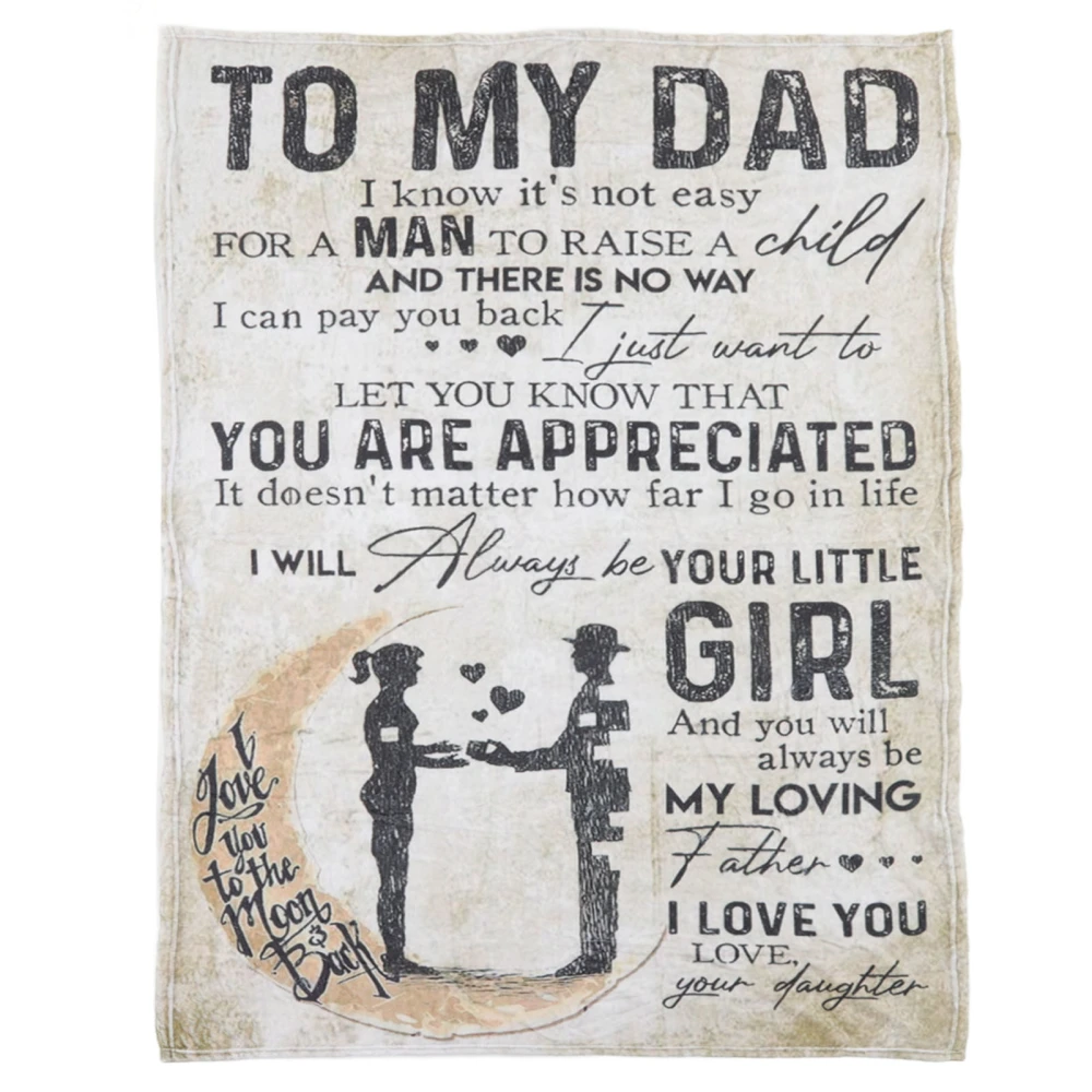 Dad Blanket Father's Day Theme Dual Sides Personalized Wide Application Sofa Throw Blanket for Bedroom Sofa Office 150x200cm / 59.06x78.74in