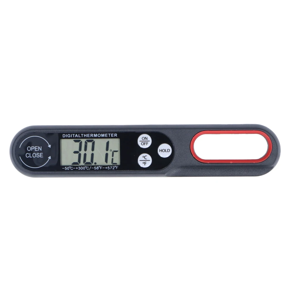 Digital Food Thermometer Instantly Read Accurate Foldable Food BBQ Grill Cooking Temperature Meter with Battery Black