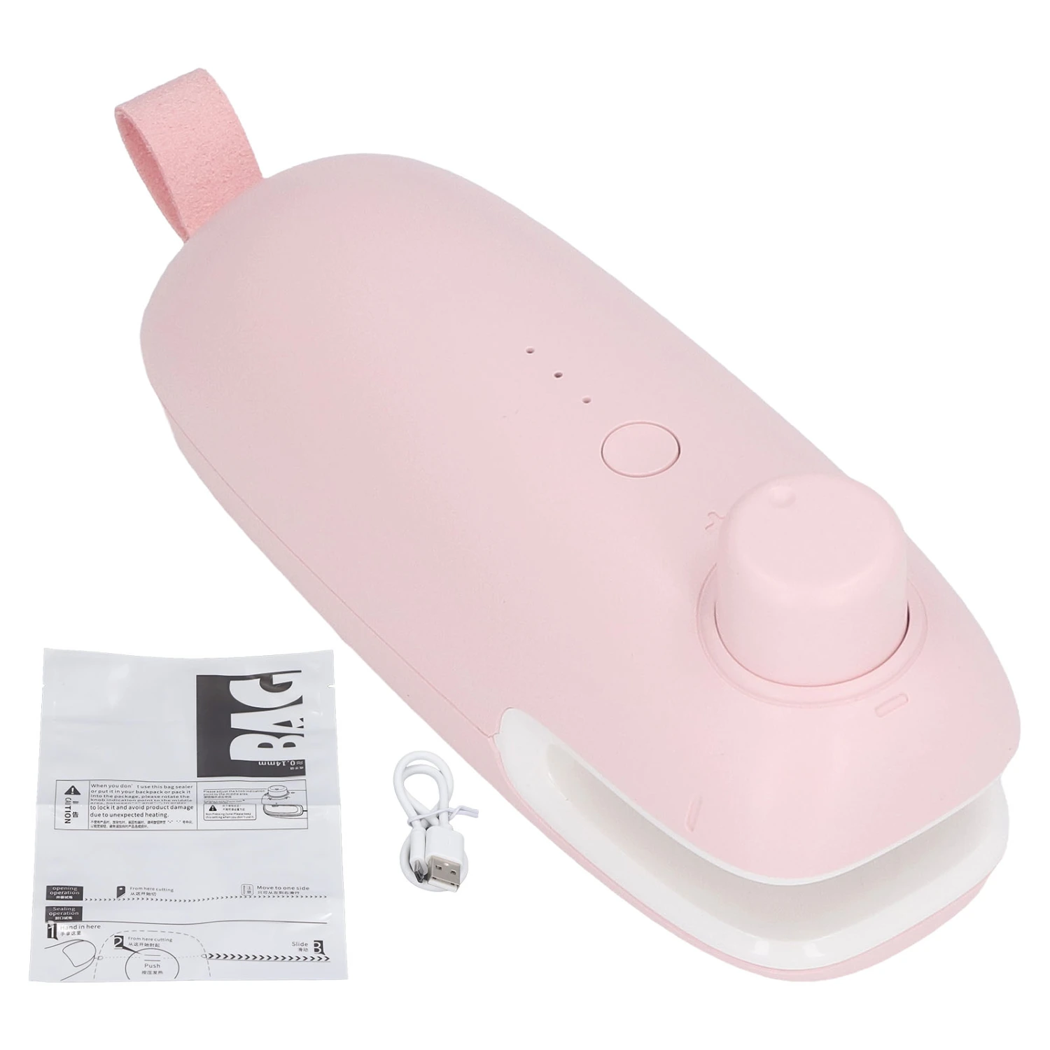 Heat Bag Sealer USB Charging Cutter Sealing Cutting Machine Tool for Better Storage Pink