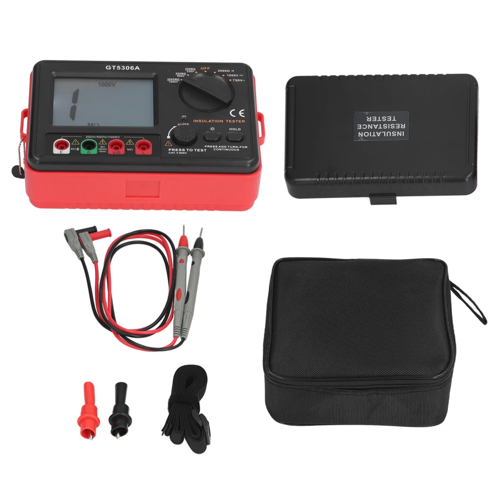 GT5306A Insulation Resistance Tester Digital Megohm Meter 250V 500V 1000V Earth Resistance Meter Electric Leakage Detection