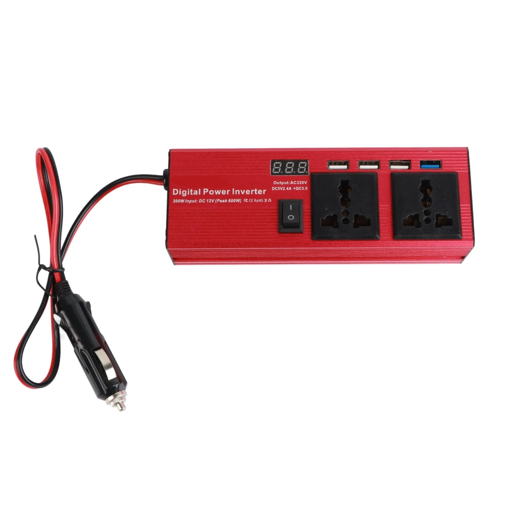 300W Mini Car Inverter 12V to 220V Outdoor Power Converter USB with Switch Control Modified Sine Wave