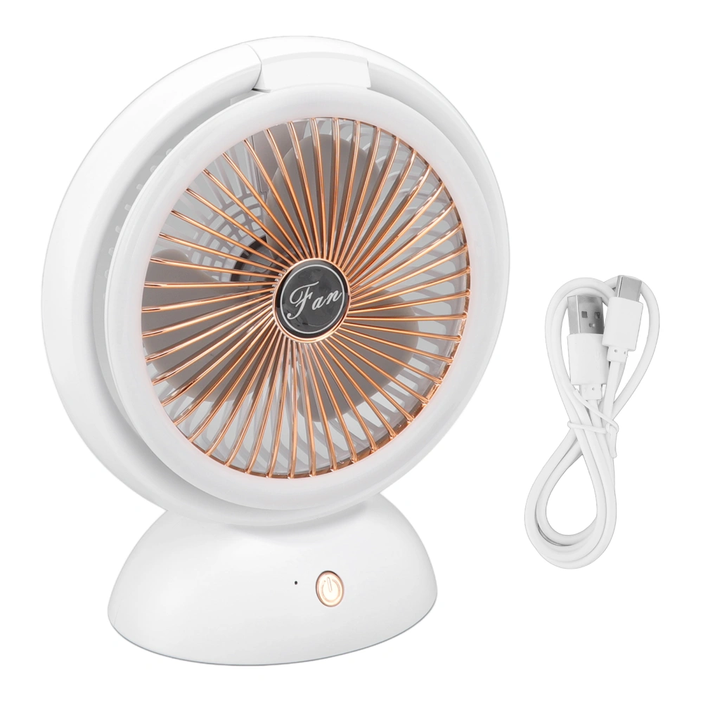 Foldable Fan with LED Light 2 in 1 Warm Light Low Noise Portable Rechargeable 4 Speed Lighting Desk Fan