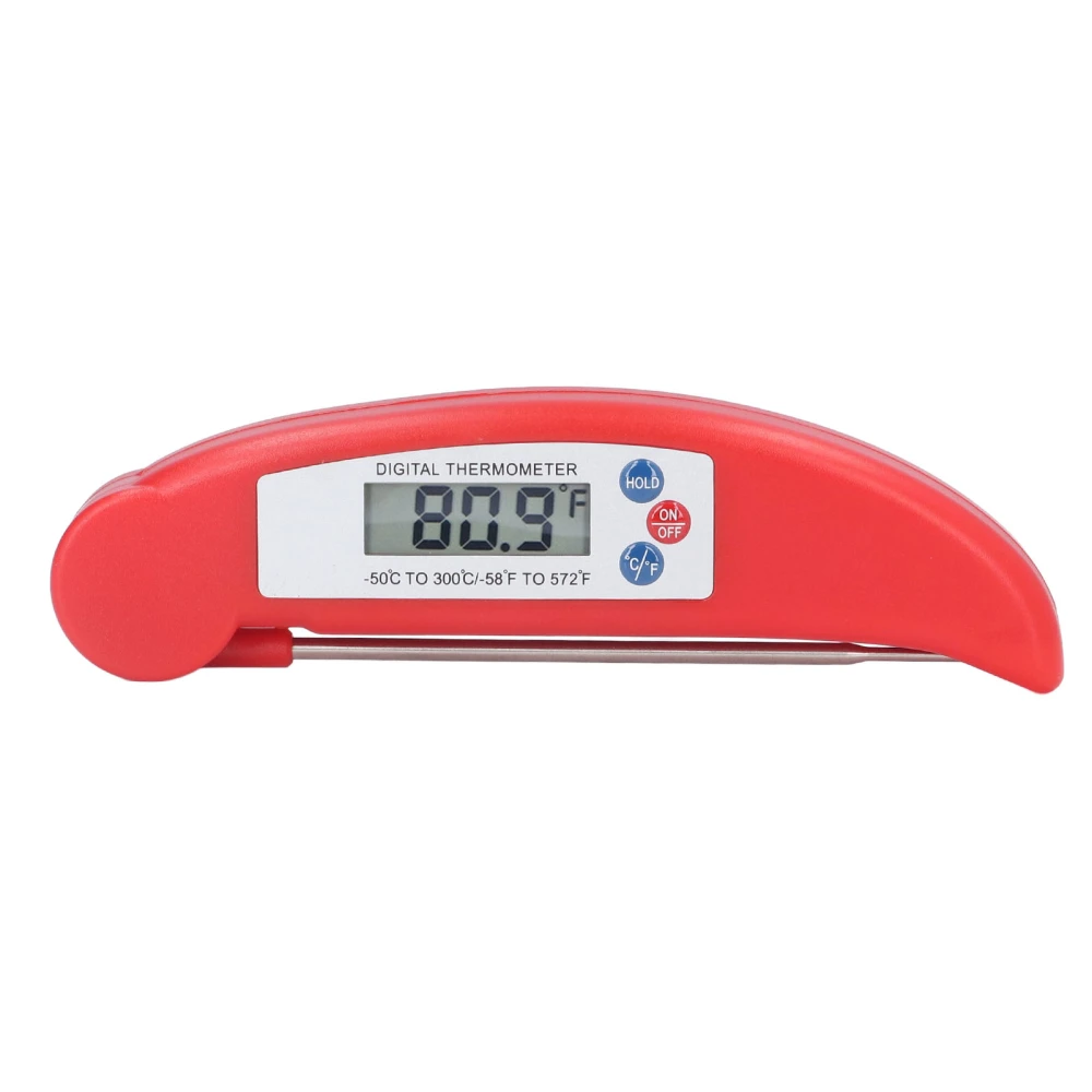 Meat Temperature Measurement Fast Digital Food Thermometer with Foldable Probe for Cooking Red