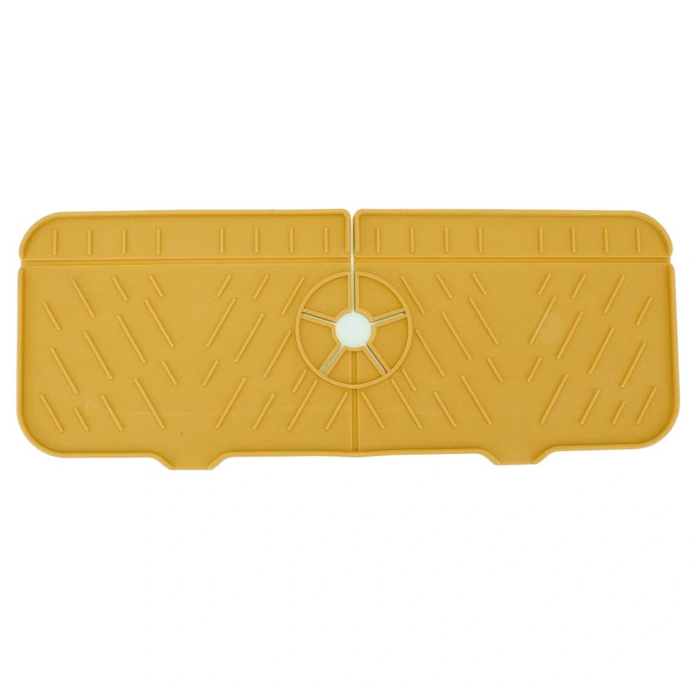 Kitchen Faucet Sink Guard Silicone Water Catcher Mat Draining Drying Pad for Countertop Yellow