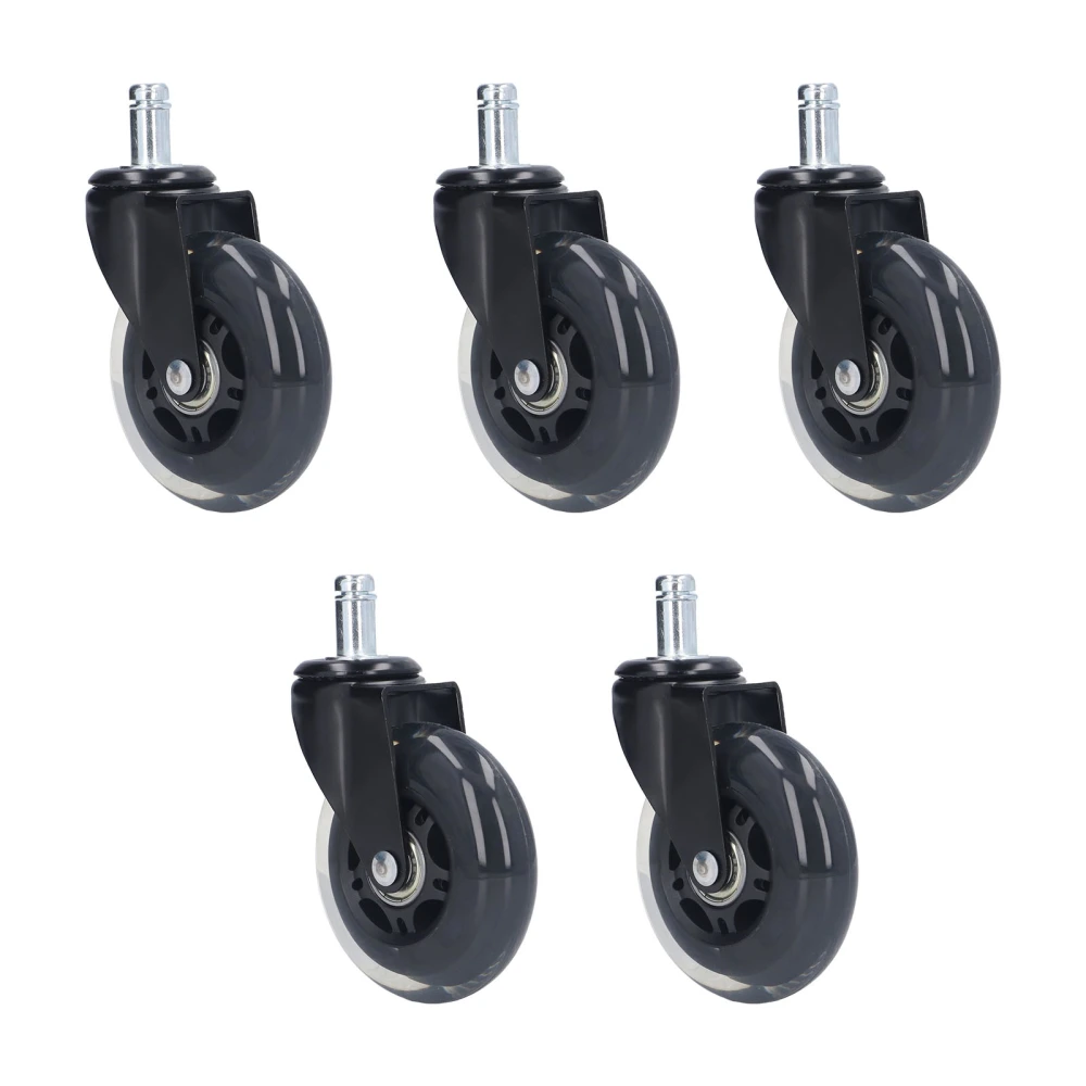 5 Pcs Chair Rotate Wheel 3in 360 Degree Noise Free Scratch Resistant Straight Chair Caster for Office