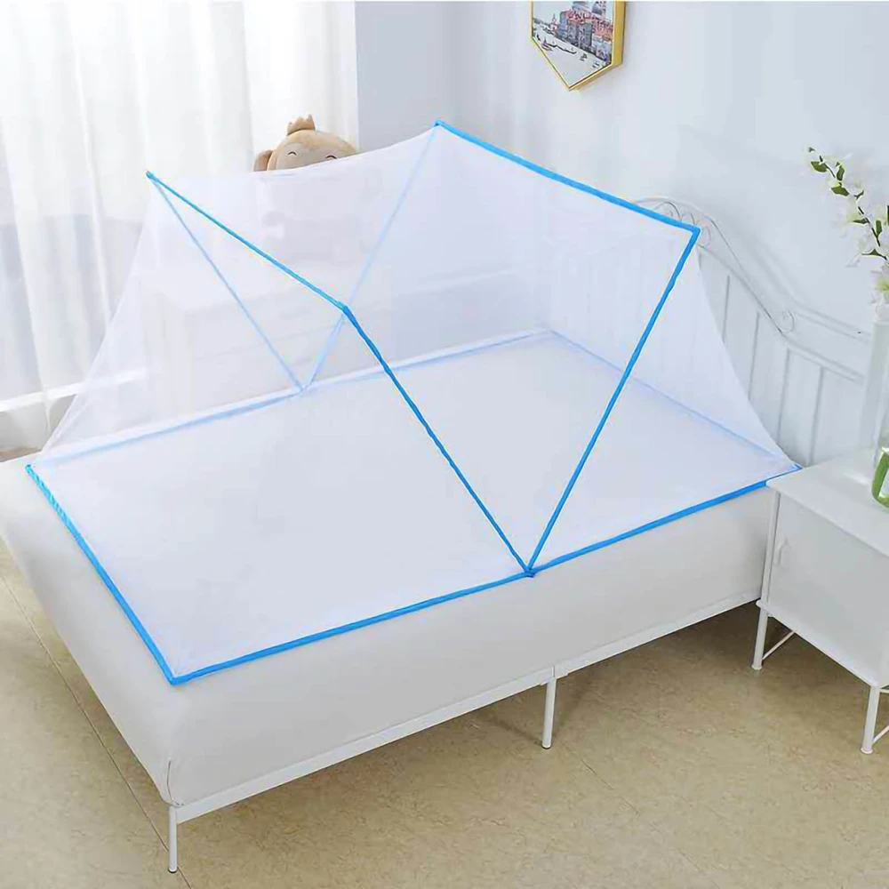 Foldable Mosquito Net Polyester Fiber Mosquito Netting Canopy Free Installation for Bedroom Use Blue 190x160cm / 74.8x63.0in