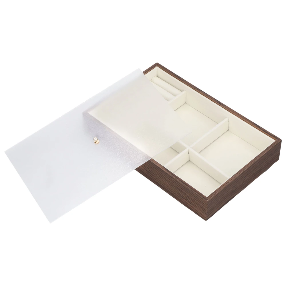 Jewelry Box with Transparent Lid Earring Ring Necklace Storage Tray Walnut Large Sapce Multifunction for Women Girls