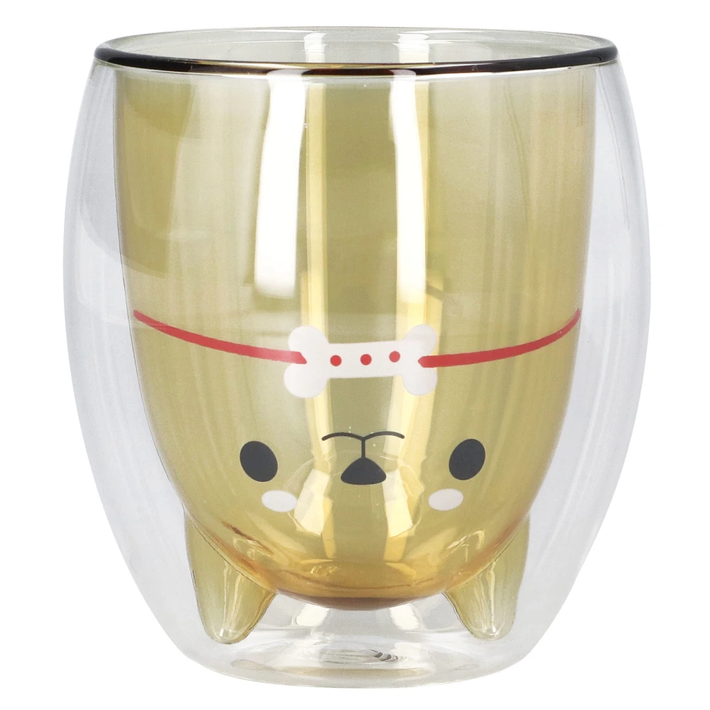 Cartoon Double Wall Mug 280ml Cute Mouse Pattern Glass Drinking Cup for Water Tea Coffee Milk Yellow Tank