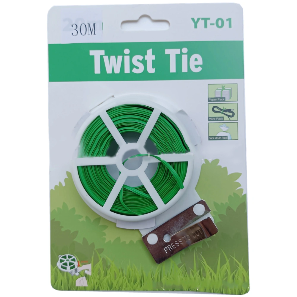 Plant Twist Tie Plastic Iron Gardening Twist Tie Green Tie Wire for DIY Flower Fixed Plant Support 30m/98.4ft