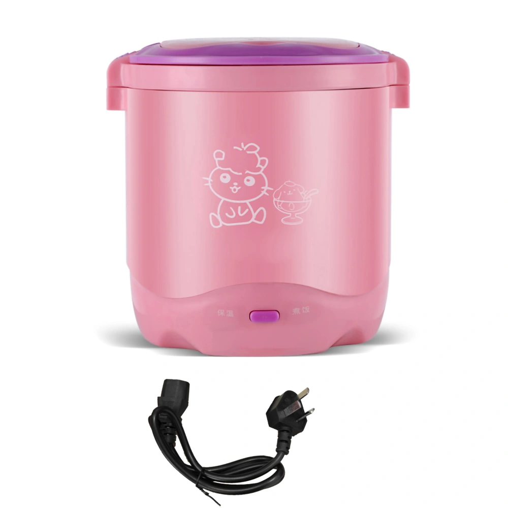 1.2L Mini Grain Cooker Portable Travel Rice Cooker Multi Cooker for Soups Stews Oatmeal Pink 1‑60pcs