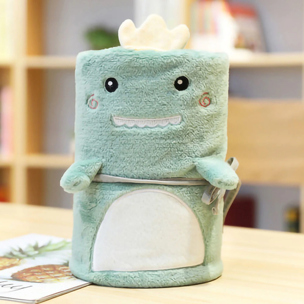 Cartoon Blanket Soft Plush Easy Rolled Up Breathable Nap Blanket for Office Sofa Bed Dinosaur Open 100 X 80cm