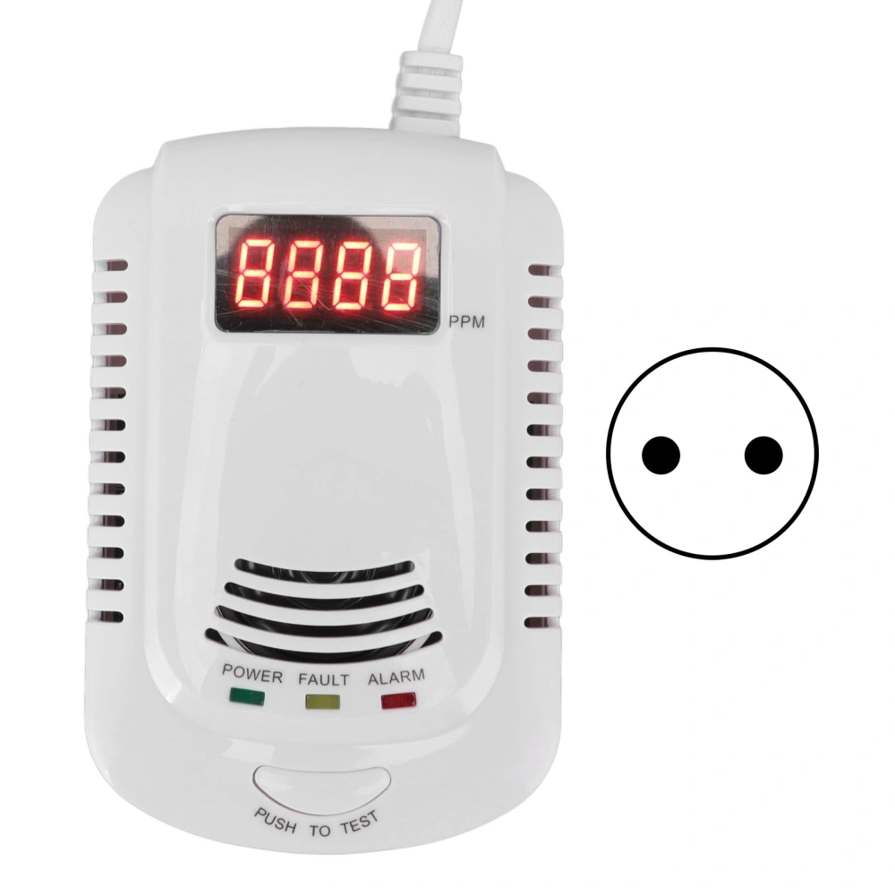 Natural Gas Detector LED Digital Display Household Natural Gas Carbon Monoxide Leak Voice Detector Alarm 90V‑220V EU Plug