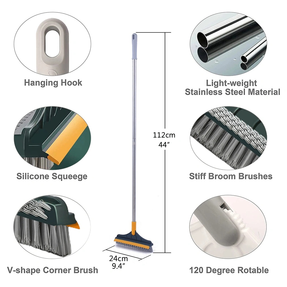 3 in 1 Floor Scrub Brush with Long Handle 120° Rotating Shower Floor Scrubber Household Cleaning Brush for Bathroom Kitchen