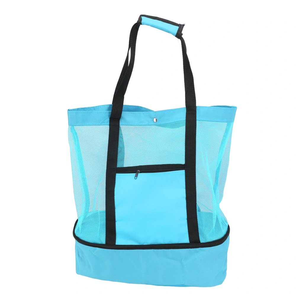 Mesh Beach Bag Multifunction Mesh Design Top Zipper Keep Freshness Durable Fabric Beach Tote for Beach Garden Camping Green