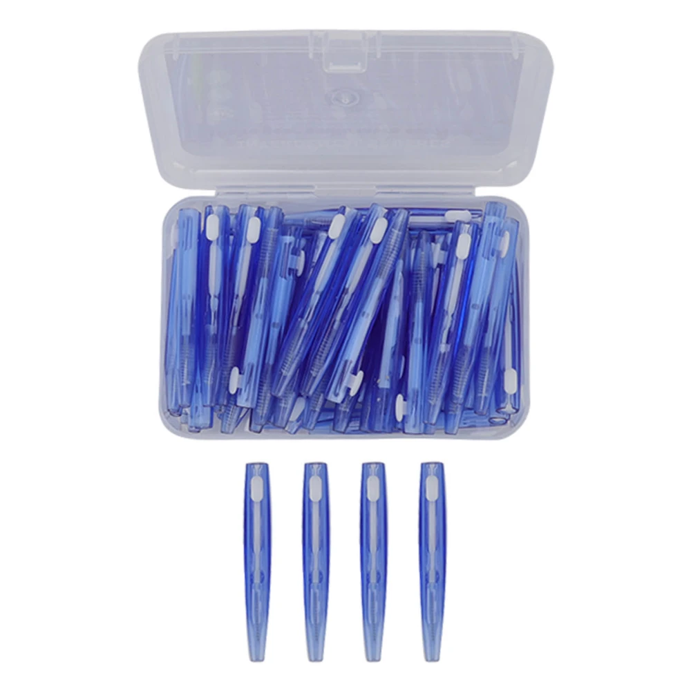 60Pcs Interdental Brush Practical Slim Braces Cleaner with PP Handle for Adults Children Orthodontic Care Blue