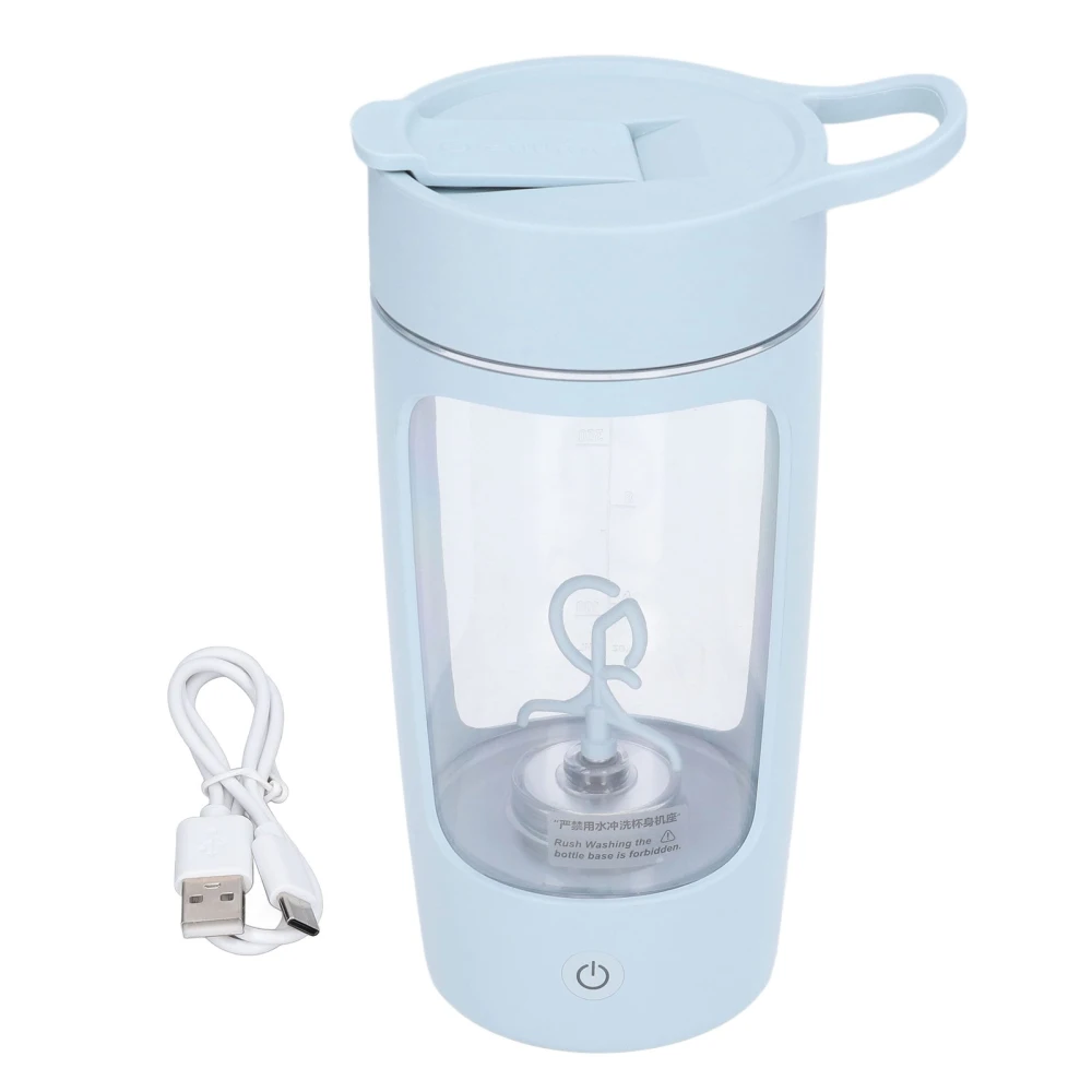 Electric Shaker Bottle 650mL USB Charging Portable Blue BPA Free Powder Mixer Cup for Home Office