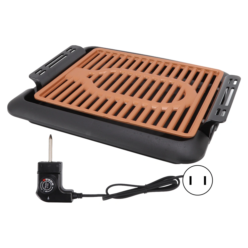 Electric Griddle 5 Modes Smokeless Nonstick Surface Detachable Tray Durable Copper Easy to Clean Pancake Griddle US Plug 125V