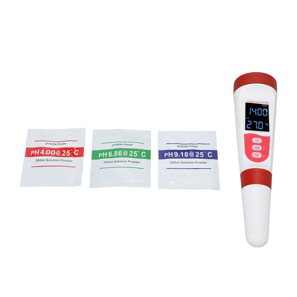 Water Quality Tester 4 in 1 PH TDS EC TEMP Water Quality Detector for Swimming Pool Drinking Water Aquarium Hydroponic