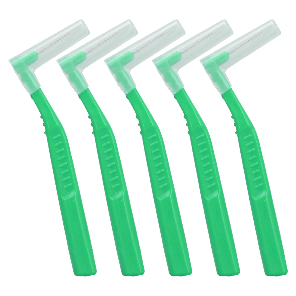 5pcs L Shaped Interdental Brushes Effective Cleaning Plaque Removal Braces Brush for Tooth Care Green