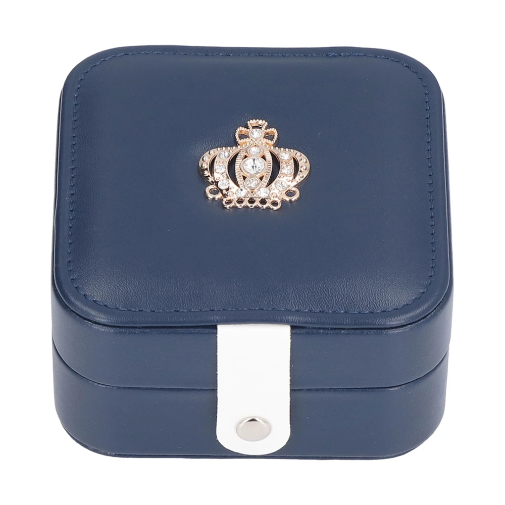 Jewelry Box Compartment Design Convenient Practical Portable Simple Style Travel Jewelry Case for Earrings Rings Navy Blue