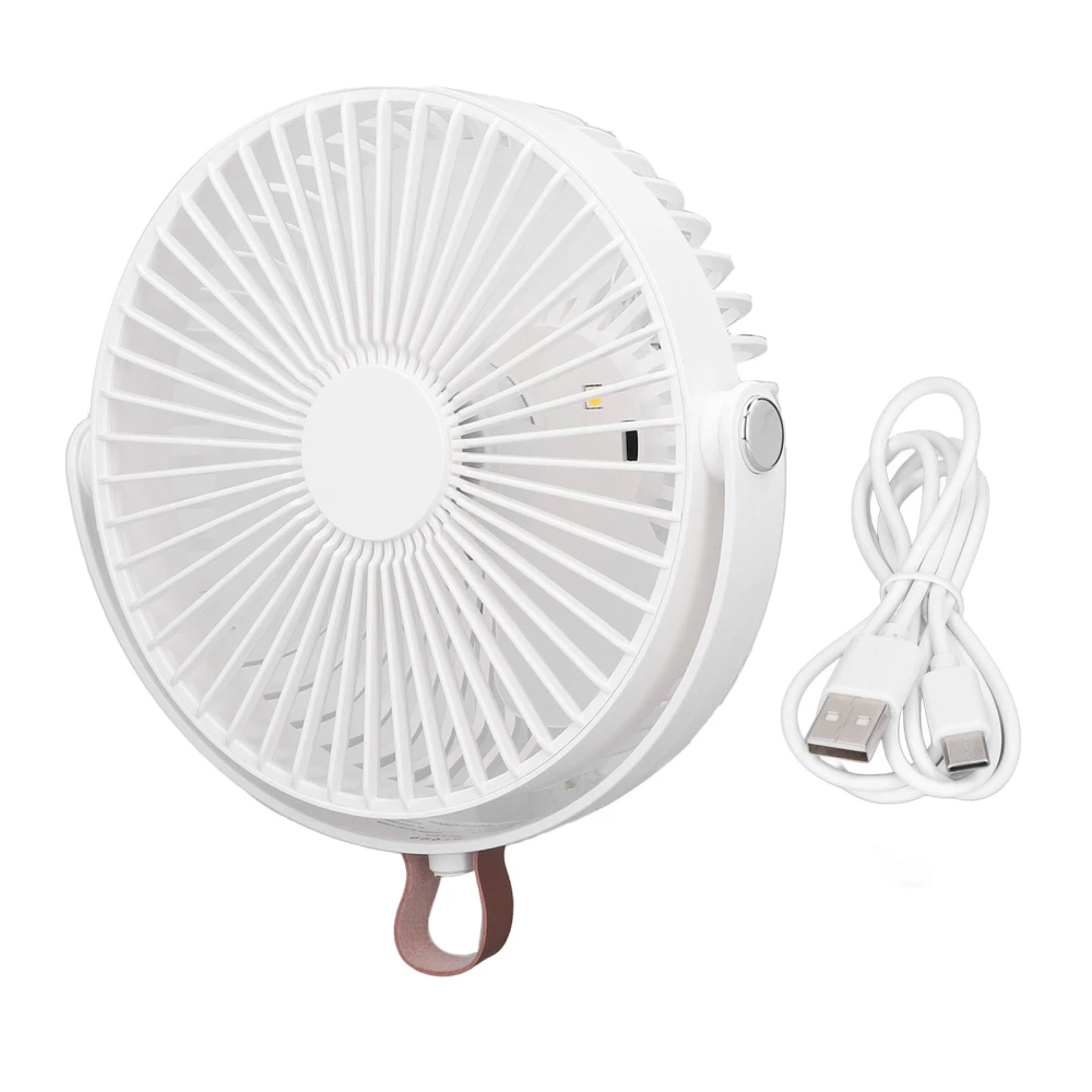 Electric Fan 3 Speeds 360 Degree Adjustable USB Rechargeable Portable Camping Fan with Night Light for Dormitory Camping