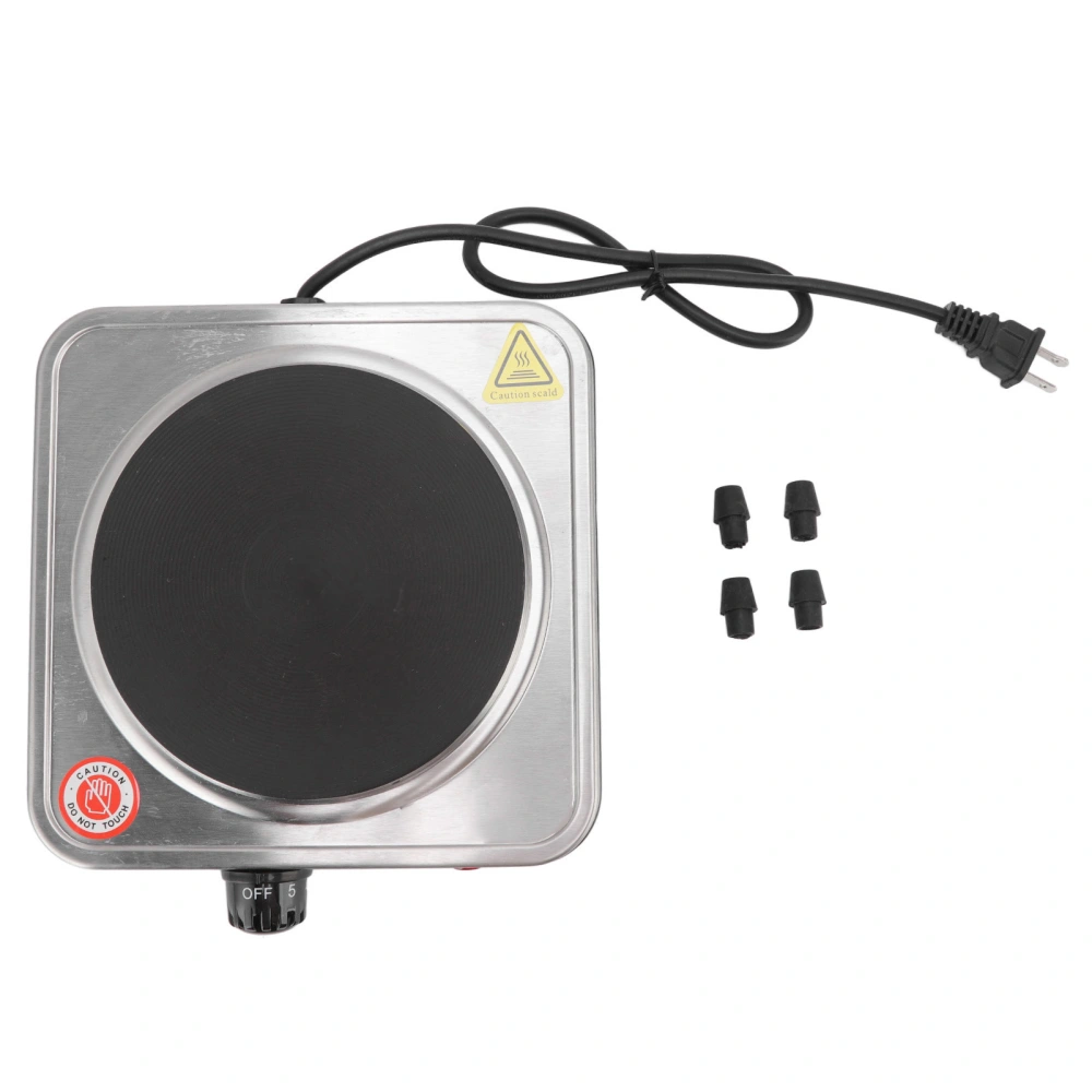 1000W Electric Hot Plate 5 Levels Compact Structure Stainless Steel Portable Electric Stove for Outdoor Party Camping 110V