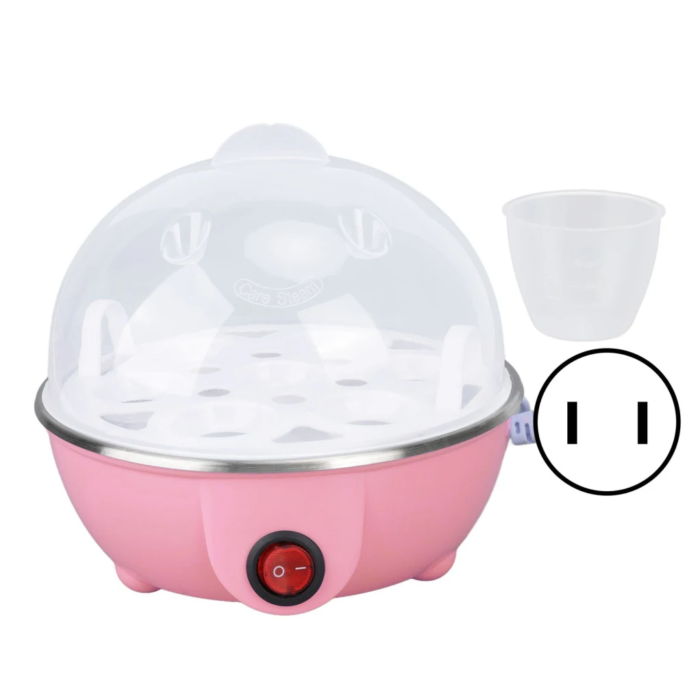 Chicken Egg Cooker Make Up to 7 Large Boiled Eggs Anti Dry Burning Automatic Power Off Egg Poacher with Heating Plate US Plug 110V Pink