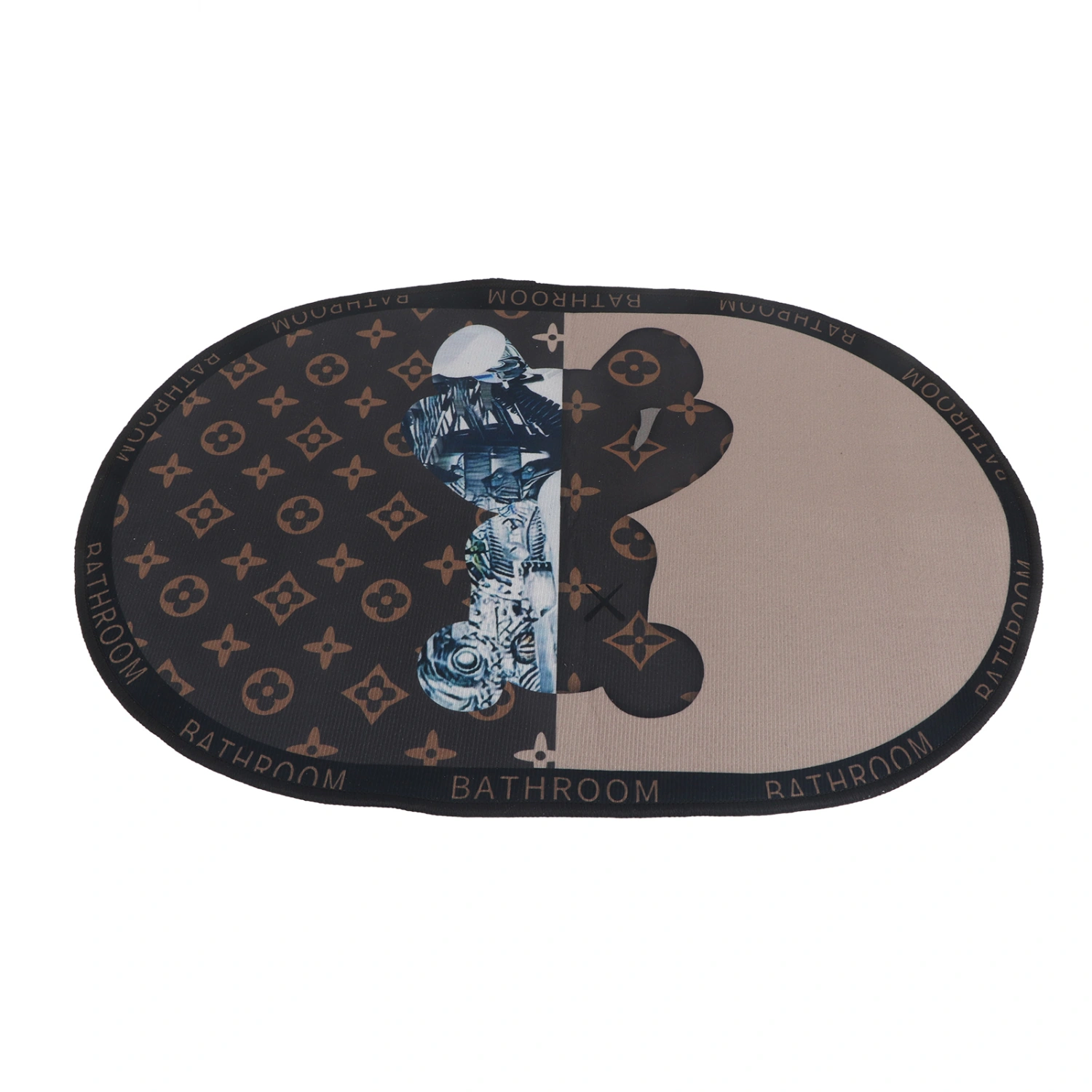 Bathroom Mat Modern Absorbent Quick Dry Bathroom Rug Entrance Door Antislip Mat Robot Bear Ellipse